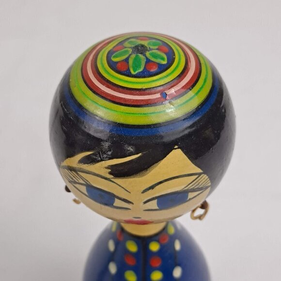 Pair of Egytian Spindle Dolls 1960's Handmade and  Hand Painted Vintage - Picture 10 of 14